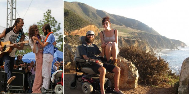 Hope and Steve Dezember onstage with Michael Franti at the Wanee Music Festival and on their California road trip (in 2013). Courtesy of Hope Dezember